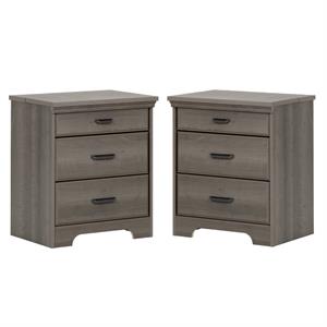 Home Square 2 Drawer Wood Nightstand Set in Gray Maple (Set of 2)