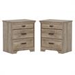 Home Square 2 Drawer Wood Nightstand Set in Weathered Oak (Set of 2)