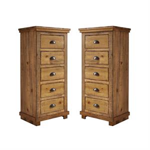home square 5 drawer lingerie chest set in distressed pine (set of 2)