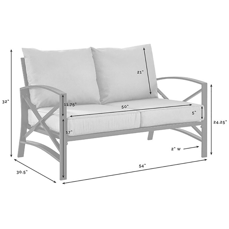 Home Square 2 Piece Metal Patio Loveseat Set in Oil Bronze and Mist