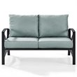Home Square 2 Piece Metal Patio Loveseat Set in Oil Bronze and Mist