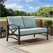 Home Square 2 Piece Metal Patio Loveseat Set in Oil Bronze and Mist