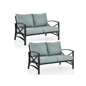 Home Square 2 Piece Metal Patio Loveseat Set in Oil Bronze and Mist