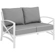 Home Square 2 Piece Metal Patio Loveseat Set in Gray and White