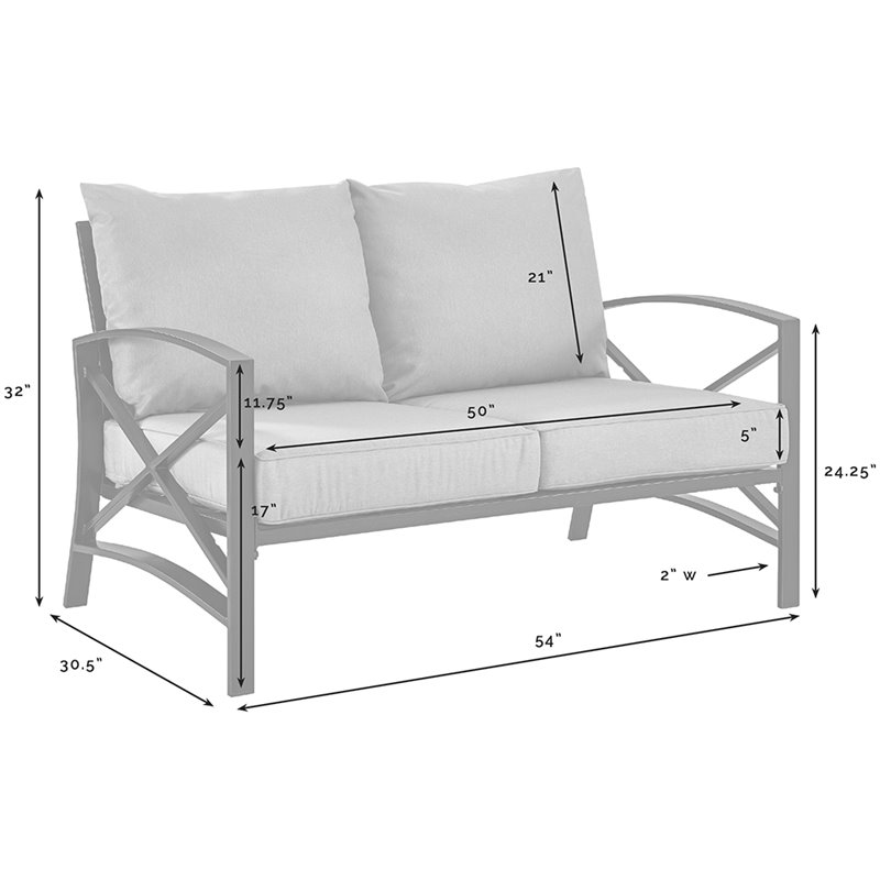 Home Square 2 Piece Metal Patio Loveseat Set in Gray and White