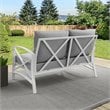 Home Square 2 Piece Metal Patio Loveseat Set in Gray and White