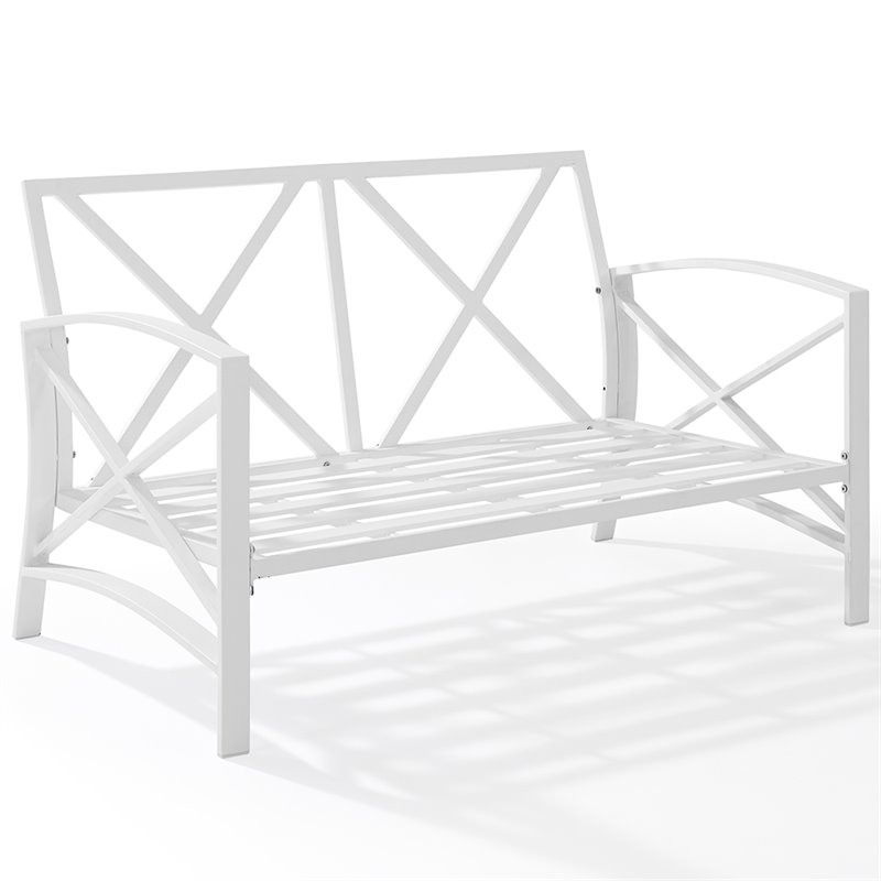 Home Square 2 Piece Metal Patio Loveseat Set in Gray and White