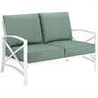 Home Square 2 Piece Metal Patio Loveseat Set in Mist and White