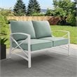 Home Square 2 Piece Metal Patio Loveseat Set in Mist and White