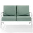 Home Square 2 Piece Metal Patio Loveseat Set in Mist and White
