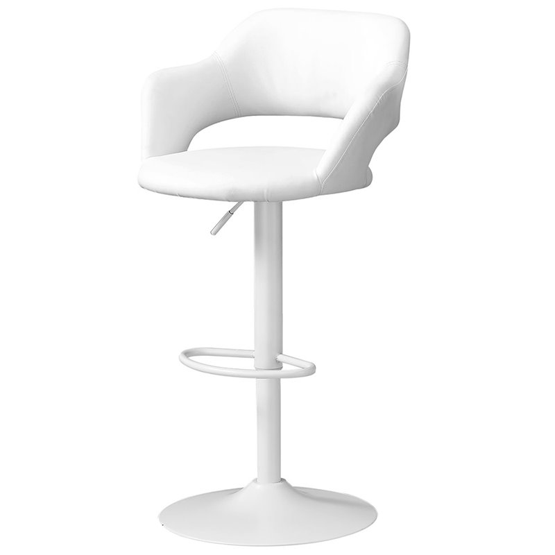Home Square 2 Piece Faux Leather Adjustable Swivel Bar Stool Set in White