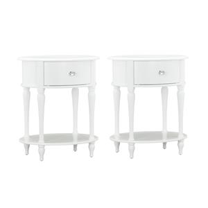 home square 2 piece laren oval nightstand set in white