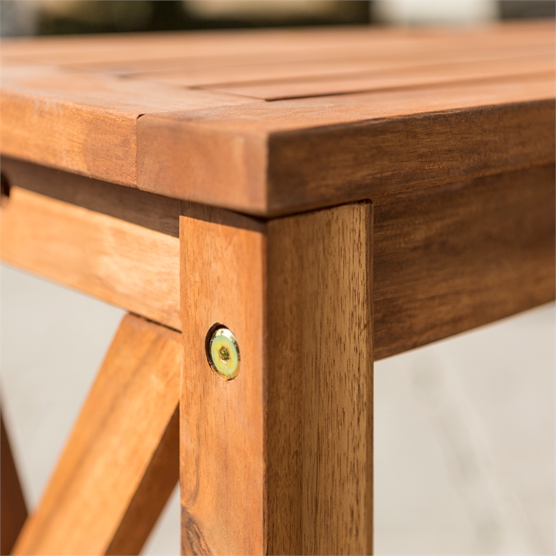 Home Square 2 Piece X-Frame Patio Bench Set in Brown