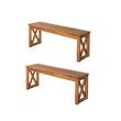 Home Square 2 Piece X-Frame Patio Bench Set in Brown