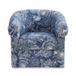 Home Square 2 Piece Swivel Coastal Wood Upholstered Club Chair Set in Blue