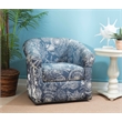 Home Square 2 Piece Swivel Coastal Wood Upholstered Club Chair Set in Blue