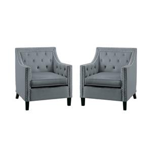 home square 2 piece velvet upholstered accent chair set