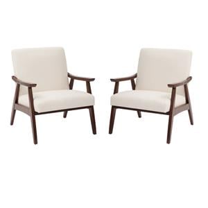 Home Square 2 Piece Linen Fabric Chair Set in Beige