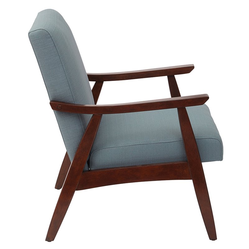 Home Square 2 Piece Fabric Chair with Medium Espresso Frame Set in Sea Blue