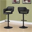 Home Square 2 Piece Faux Leather Adjustable Swivel Bar Stool Set in Black