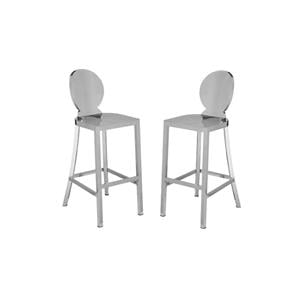 Home Square 2 Piece Stainless Steel Bar Stool Set in Chrome