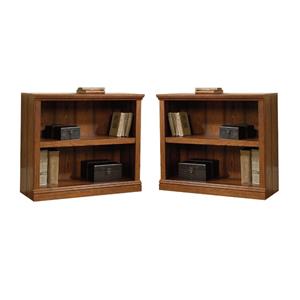 home square 2 shelf wood bookcase set in washington cherry (set of 2)