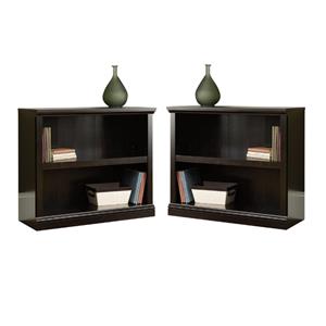 home square 2 shelf wood bookcase set in estate black (set of 2)