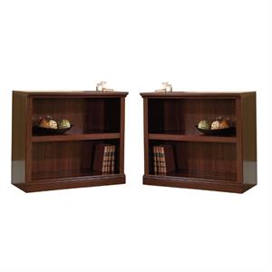 home square 2 shelf wood bookcase set in select cherry (set of 2)