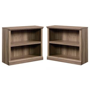home square 2 shelf wood bookcase set in salt oak (set of 2)