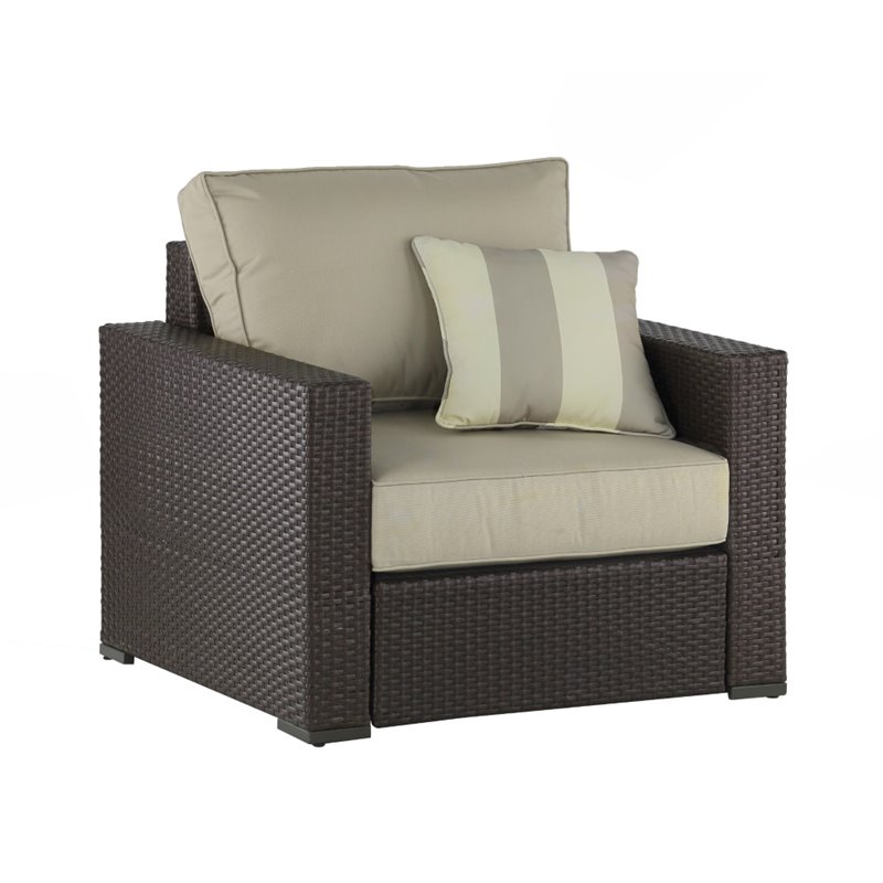Home Square 2 Piece Wicker Patio Arm Chair Set in Brown