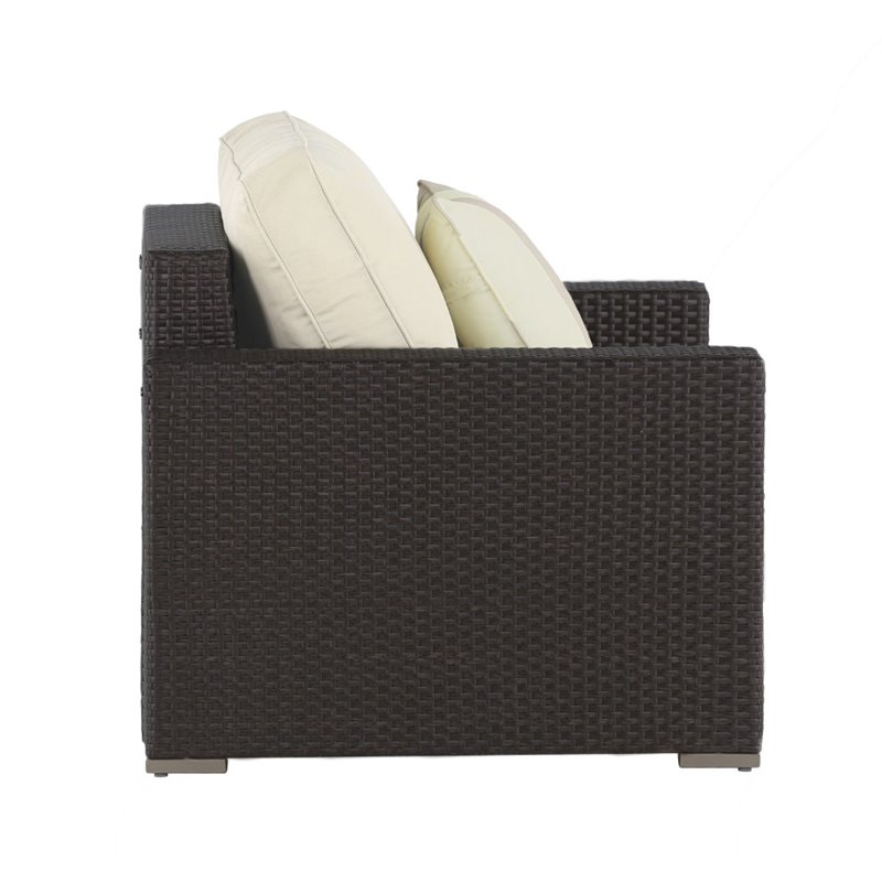 Home Square 2 Piece Wicker Patio Arm Chair Set in Brown