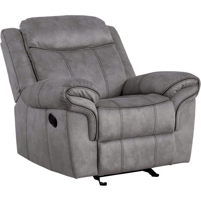 Home Square 2 Piece Velvet Glider Recliner Set in 2-Tone Gray