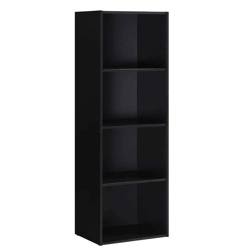 Home Square Four Shelf Wooden Bookcase Set in Black (Set of 2)
