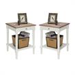 Home Square 2 Piece End Table Set with Drawer and Shelf in Brown and White