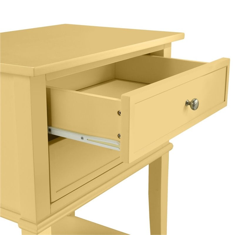 Home Square 2 Drawer Wood Accent Table Set in Yellow (Set of 2)