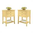 Home Square 2 Drawer Wood Accent Table Set in Yellow (Set of 2)