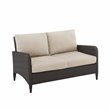 Home Square 2 Piece Outdoor Wicker Polyester Loveseat Set in Beige