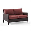 Home Square 2 Piece Outdoor Wicker Polyester Loveseat Set in Sangria