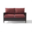 Home Square 2 Piece Outdoor Wicker Polyester Loveseat Set in Sangria