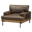 Home Square 2 Piece Leather Accent Chair Set in Oak and Distress Chocolate