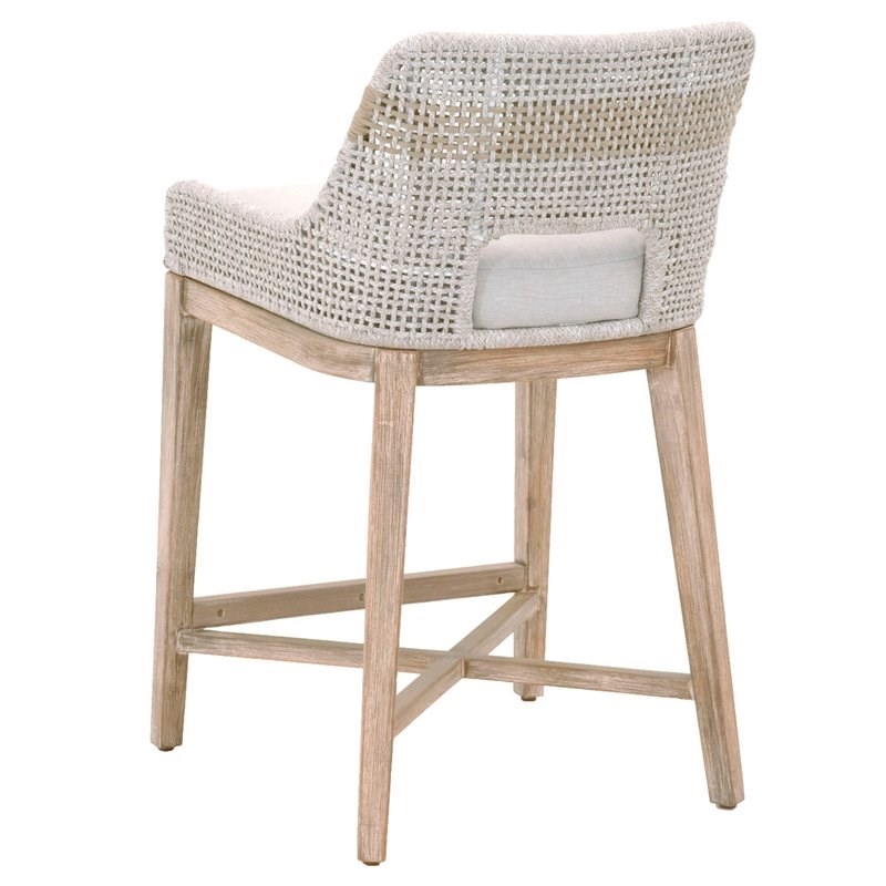 Home Square Transitional Beige 2 Piece Flat Rope Wood Frame Counter Stool Set
