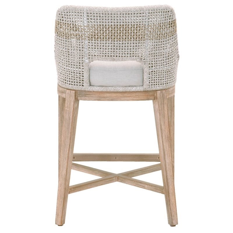 Home Square Transitional Beige 2 Piece Flat Rope Wood Frame Counter Stool Set