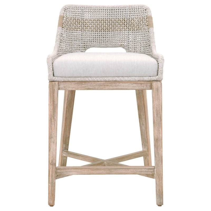 Home Square Transitional Beige 2 Piece Flat Rope Wood Frame Counter Stool Set