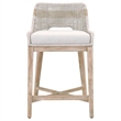 Home Square Transitional Beige 2 Piece Flat Rope Wood Frame Counter Stool Set