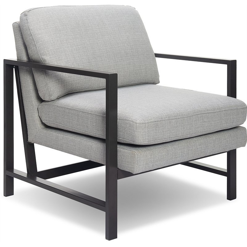 Home Square 2 Piece Metal Frame Accent Chair Set in Light Grey
