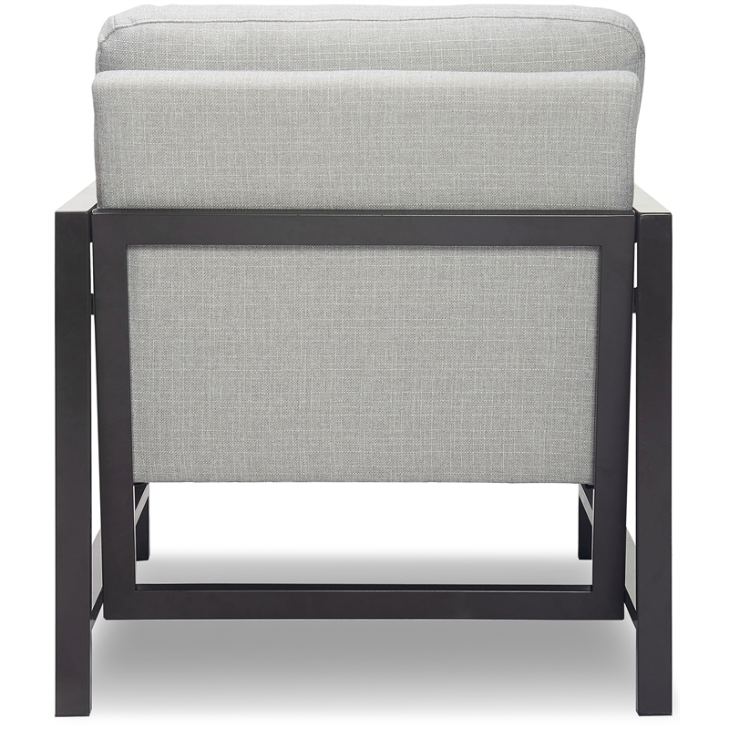 Home Square 2 Piece Metal Frame Accent Chair Set in Light Grey