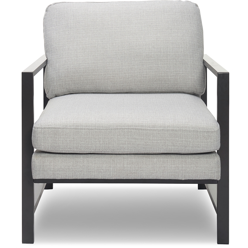 Home Square 2 Piece Metal Frame Accent Chair Set in Light Grey