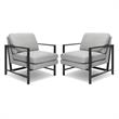 Home Square 2 Piece Metal Frame Accent Chair Set in Light Grey