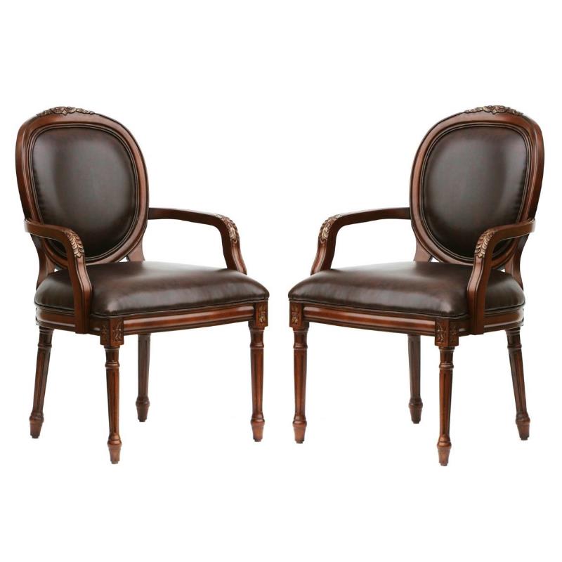 Home Square 2 Piece Bonded Leather Upholstery Accent Chair Set in Brown