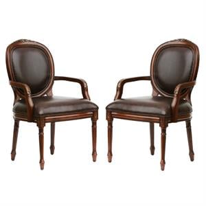 Home Square 2 Piece Bonded Leather Upholstery Accent Chair Set in Brown